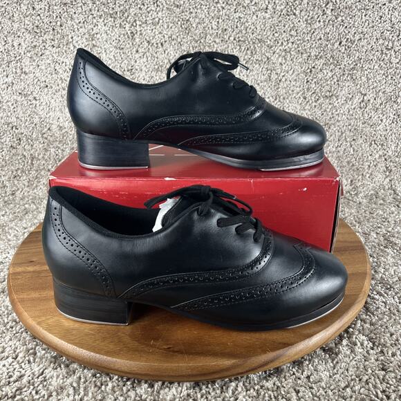 Capezio Roxy Tap Women Size 13.5 W Professional Dance Shoes Black Leather READ - Picture 1 of 15